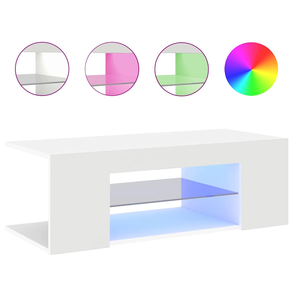 TV skapītis ar LED apgaismojumu, balts, 90x39x30 cm