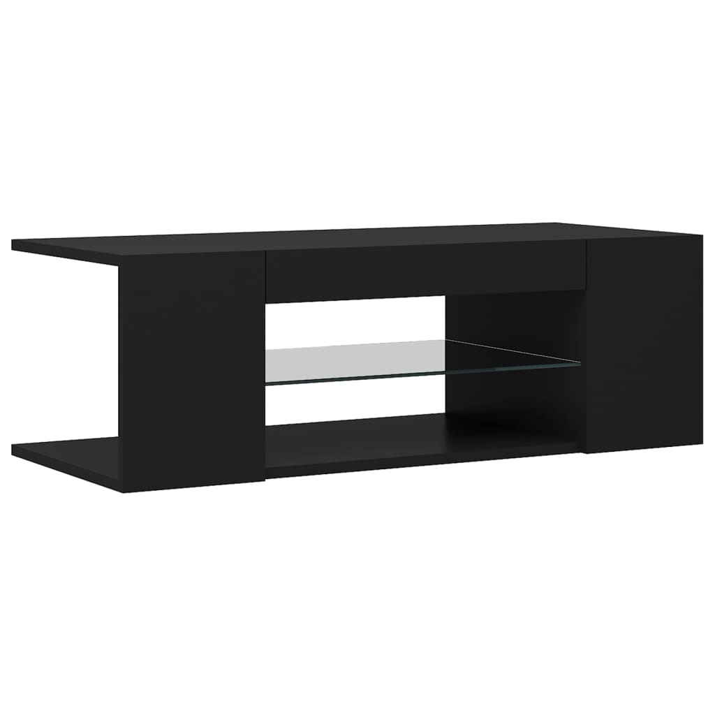 TV skapītis ar LED apgaismojumu, melns, 90x39x30 cm