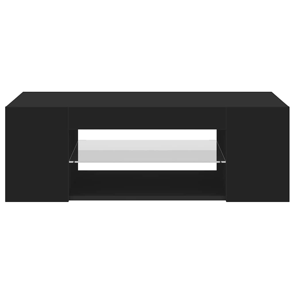 Televizoriaus spintelė su LED apšvietimu, juoda, 90x39x30cm
