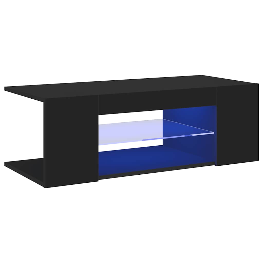 TV skapītis ar LED apgaismojumu, melns, 90x39x30 cm