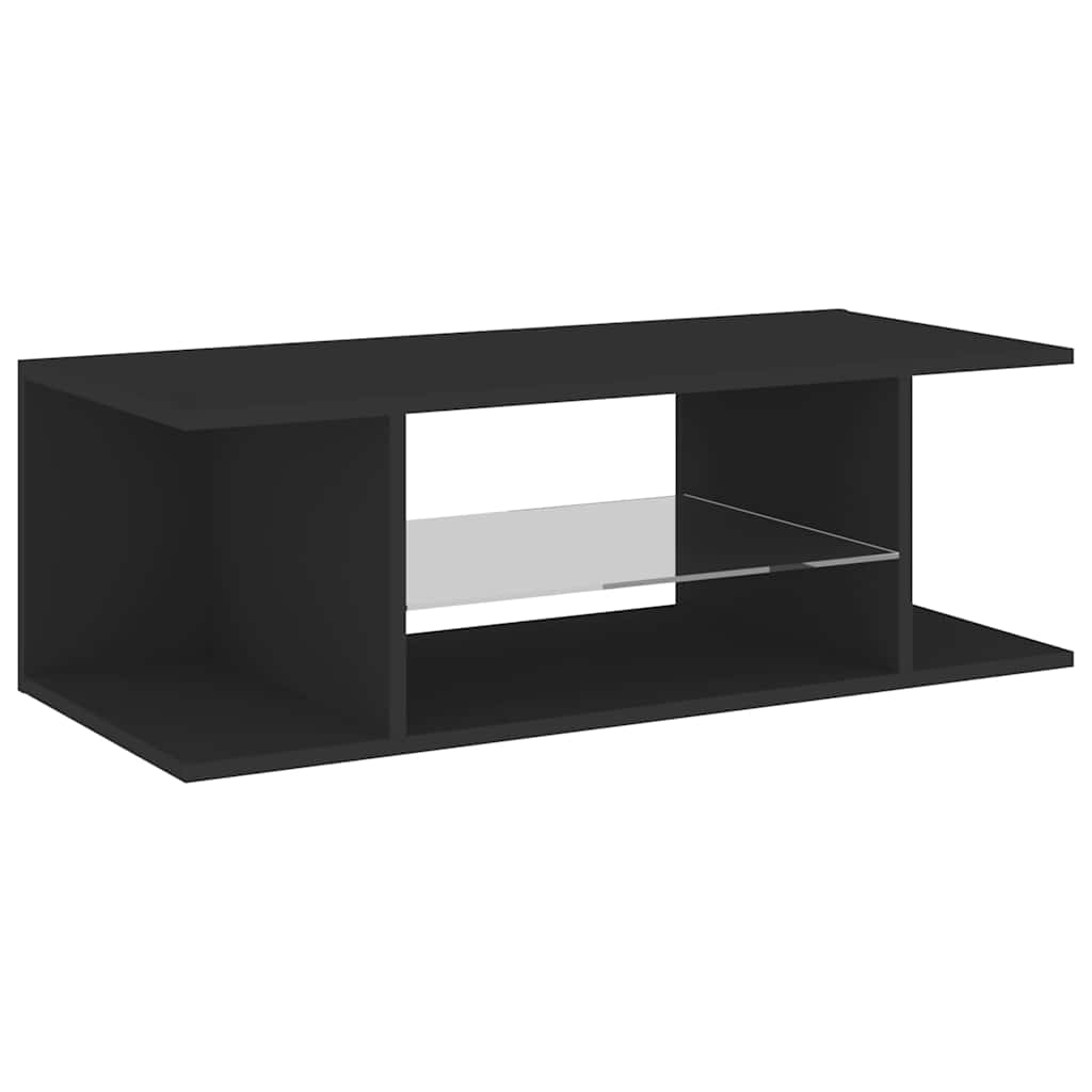 Televizoriaus spintelė su LED apšvietimu, juoda, 90x39x30cm
