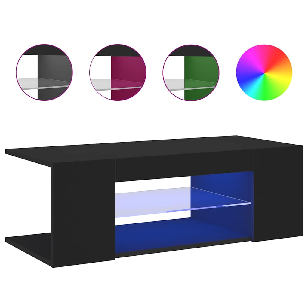 Televizoriaus spintelė su LED apšvietimu, juoda, 90x39x30cm