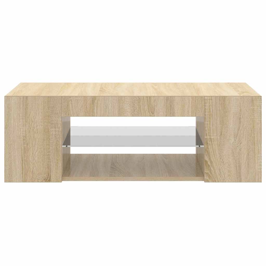 TV Cabinet with LED Lighting, Oak, 90x39x30cm