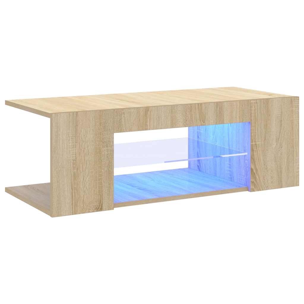 TV Cabinet with LED Lighting, Oak, 90x39x30cm