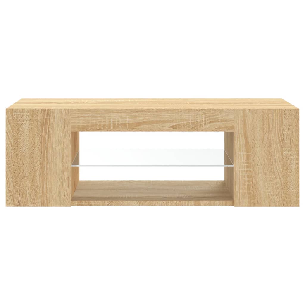 TV Cabinet with LED Lighting, Oak, 90x39x30cm