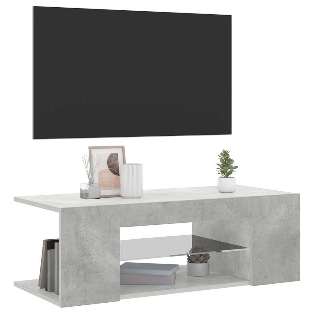 TV skapītis ar LED apgaismojumu, betona pelēks, 90x39x30 cm