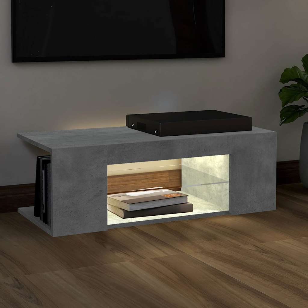 TV skapītis ar LED apgaismojumu, betona pelēks, 90x39x30 cm
