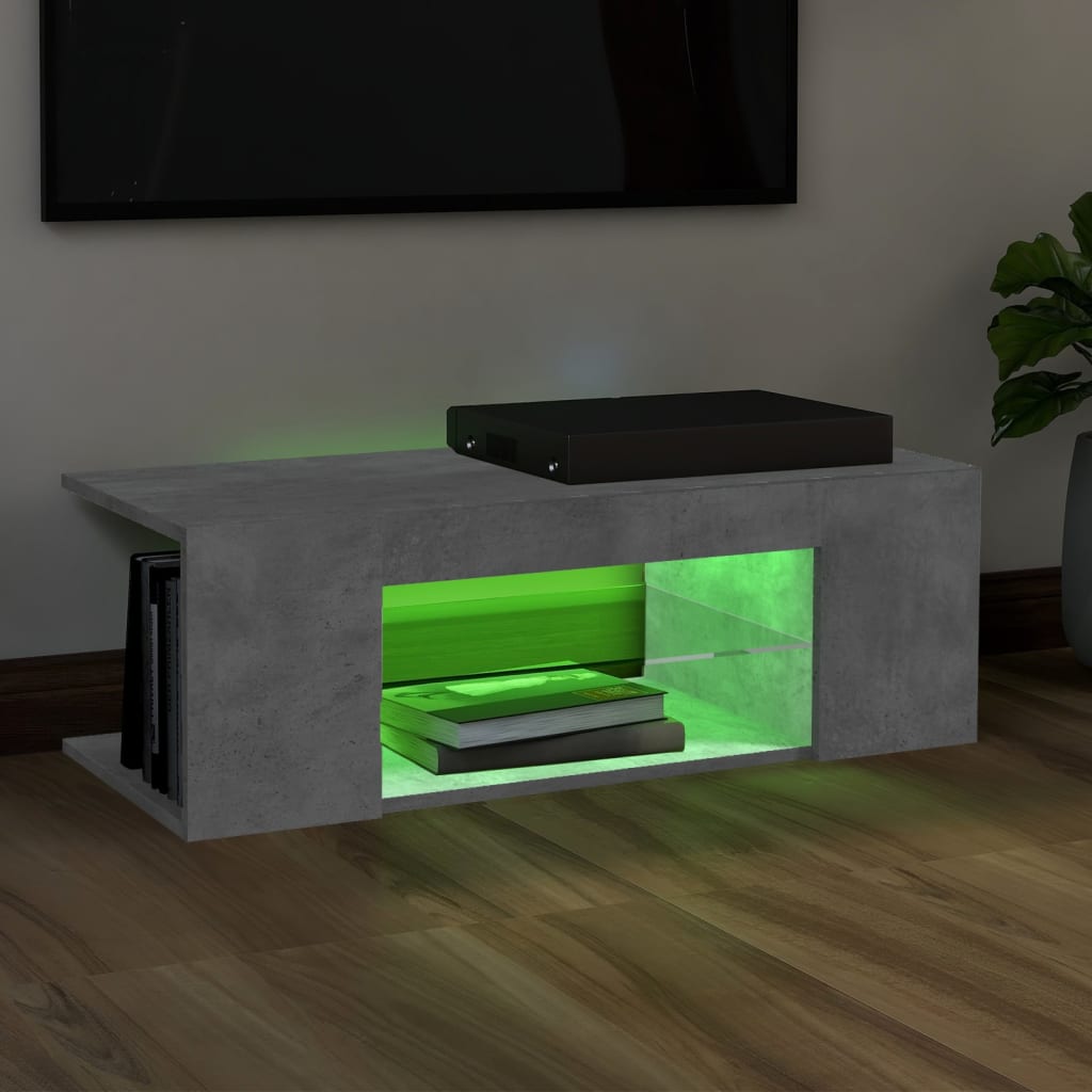 TV skapītis ar LED apgaismojumu, betona pelēks, 90x39x30 cm