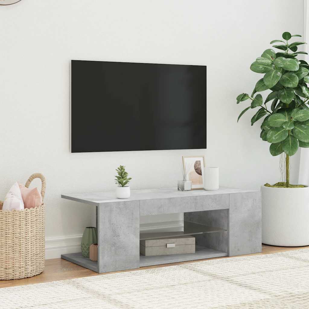 TV skapītis ar LED apgaismojumu, betona pelēks, 90x39x30 cm