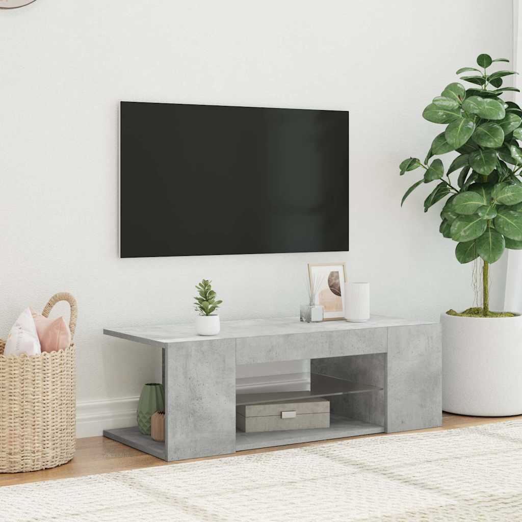 Tv spintelė su LED apšvietimu, betono pilka, 90x39x30cm