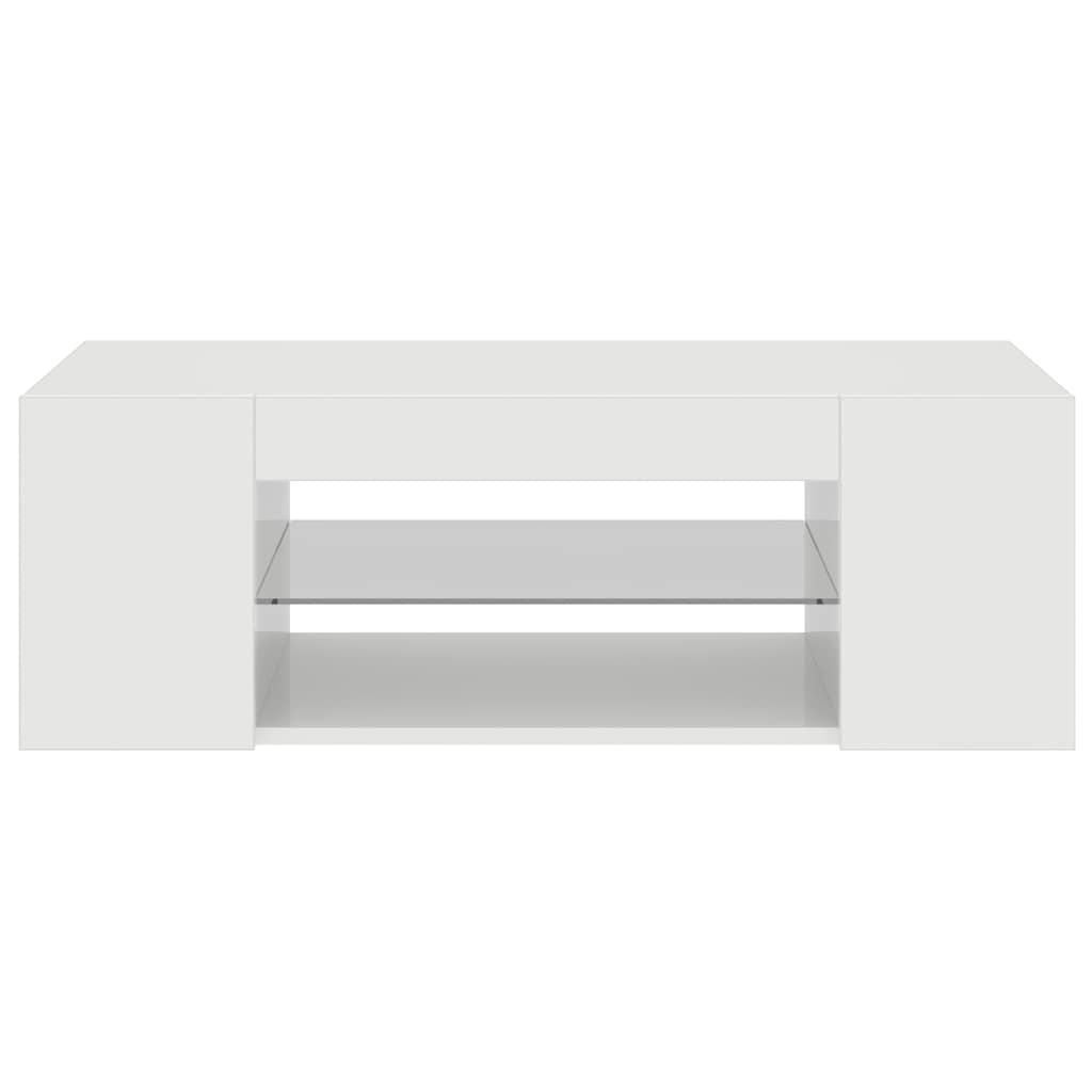 TV spintelė su LED apšvietimu, blizgi balta, 90x39x30cm