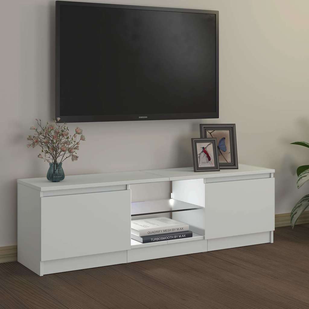 TV spintelė su LED apšvietimu, baltos spalvos, 120x30x36cm