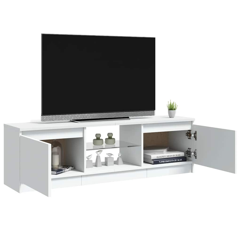 TV spintelė su LED apšvietimu, baltos spalvos, 120x30x36cm