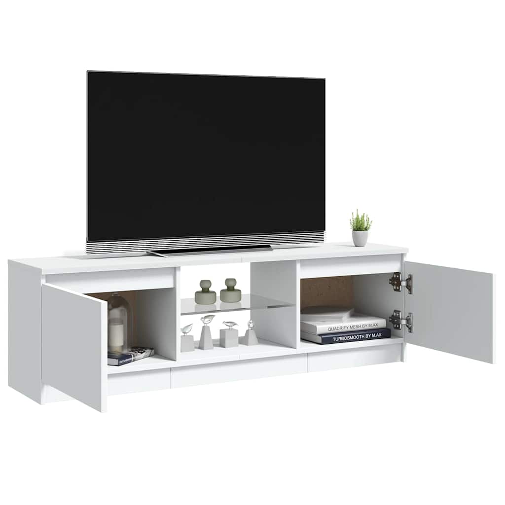 TV spintelė su LED apšvietimu, baltos spalvos, 120x30x36cm