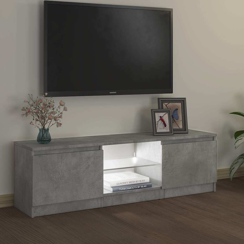 TV spintelė su LED apšvietimu, betono pilka, 120x30x36cm