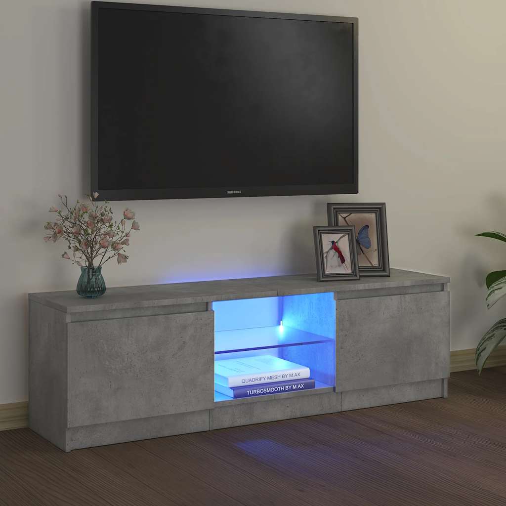 TV spintelė su LED apšvietimu, betono pilka, 120x30x36cm