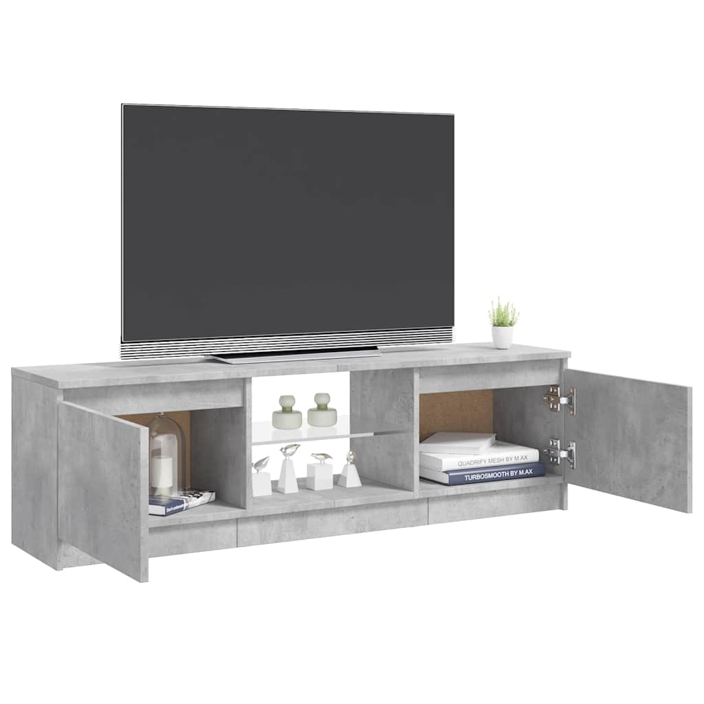 TV spintelė su LED apšvietimu, betono pilka, 120x30x36cm
