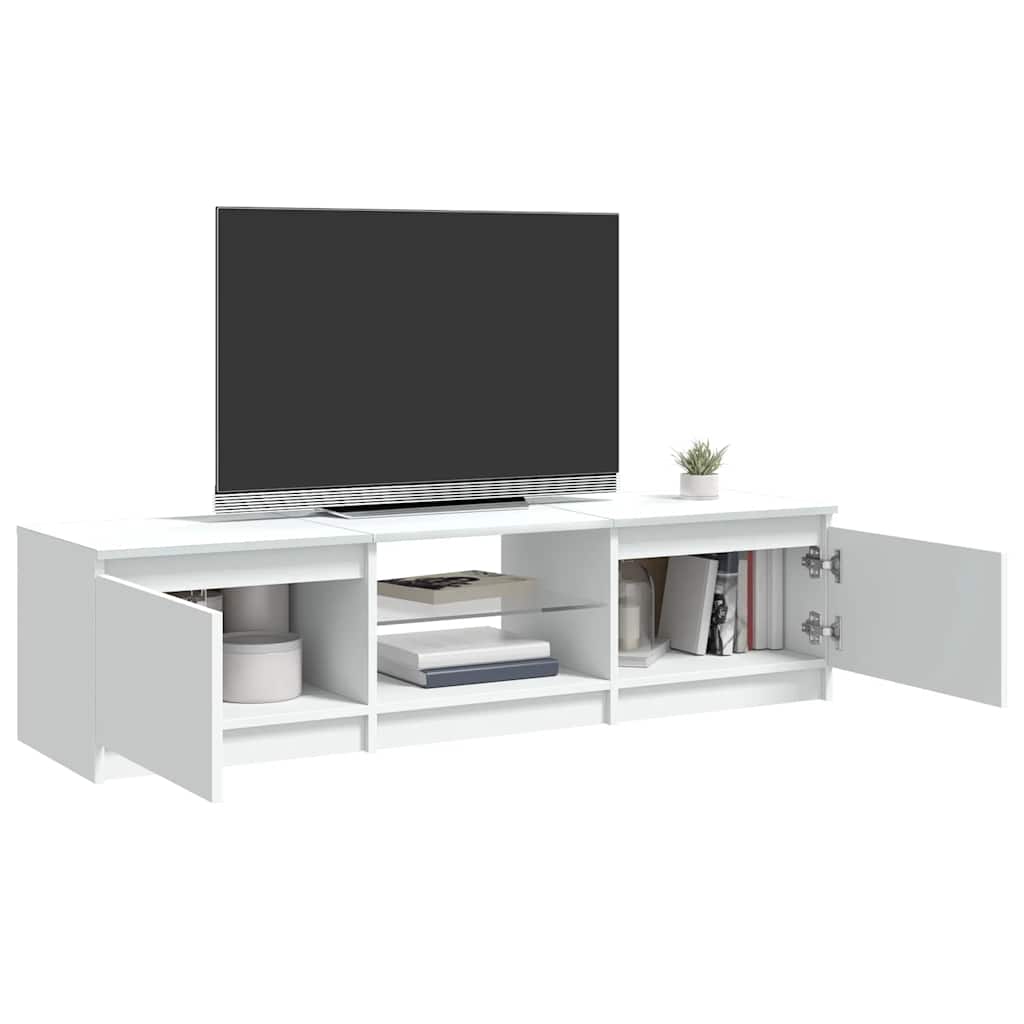 TV skapis ar LED apgaismojumu, balts, 140x40x36 cm