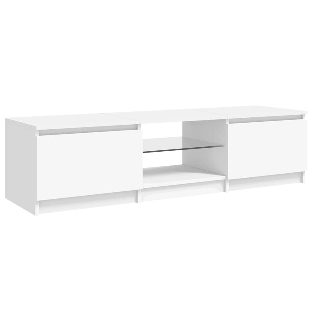 TV skapis ar LED apgaismojumu, balts, 140x40x36 cm
