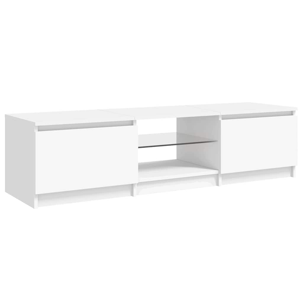 TV skapis ar LED apgaismojumu, balts, 140x40x36 cm