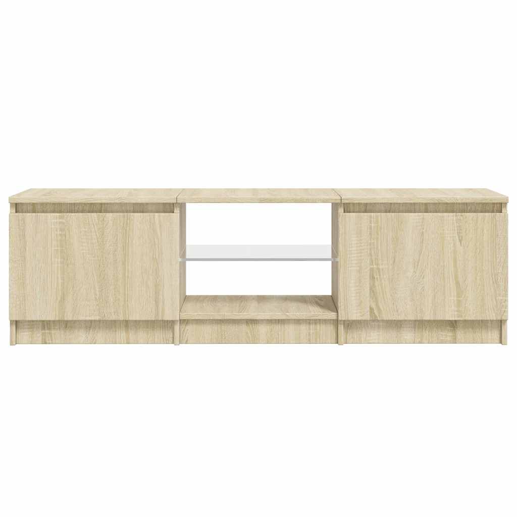 TV cabinet with LED lights, oak, 140x40x36cm