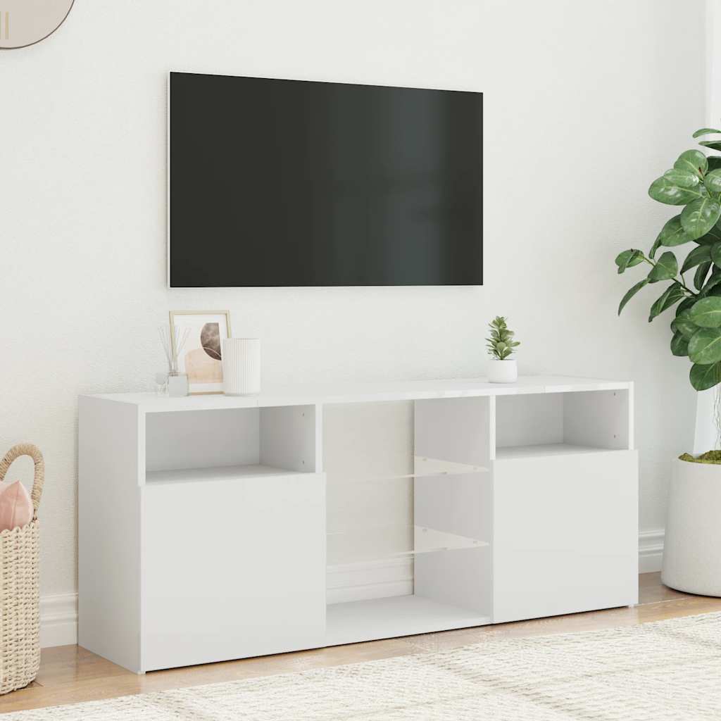 TV skapītis ar LED apgaismojumu, balts, 120x30x50cm