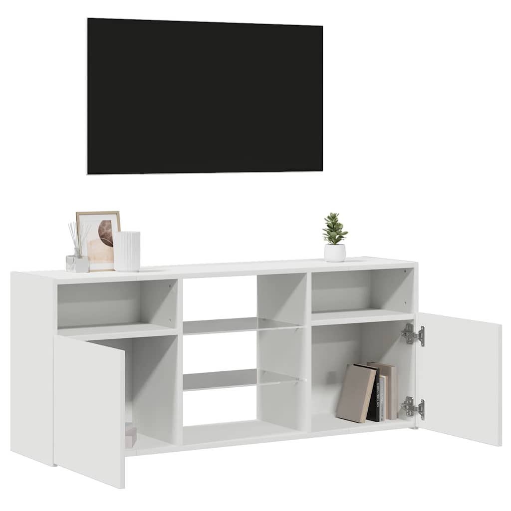 TV skapītis ar LED apgaismojumu, balts, 120x30x50cm