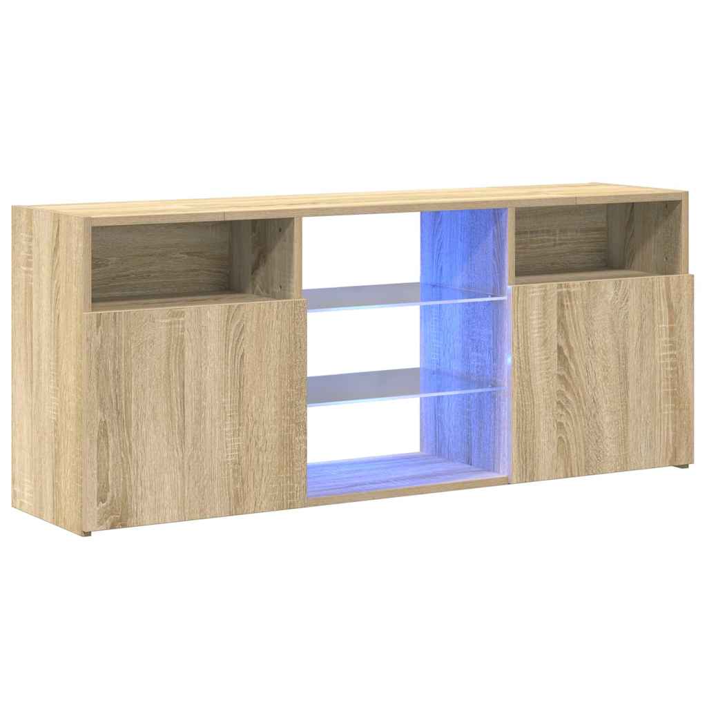 Televizora skapītis ar LED apgaismojumu, ozolkoka, 120x30x50cm