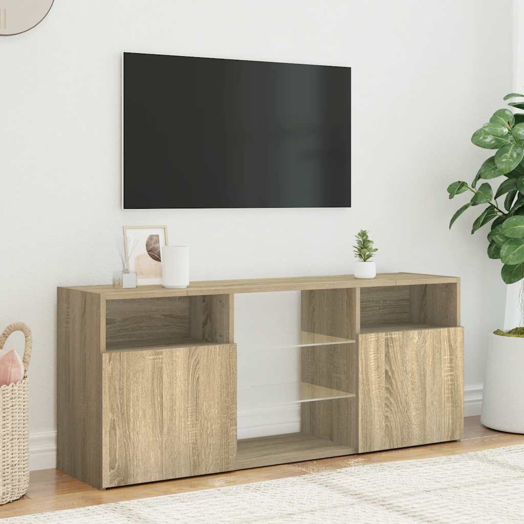 Televizora skapītis ar LED apgaismojumu, ozolkoka, 120x30x50cm