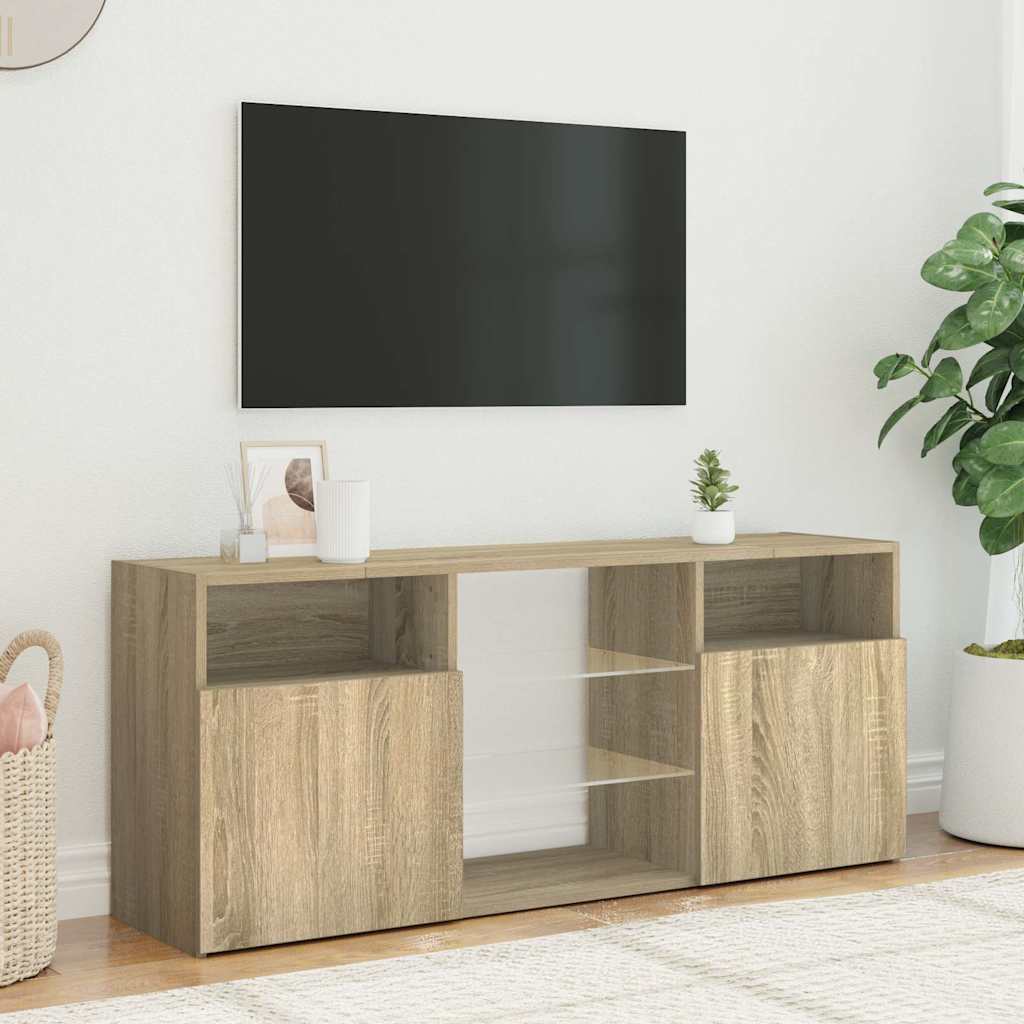 Televizoriaus spintelė su LED apšvietimu, ąžuolo, 120x30x50cm