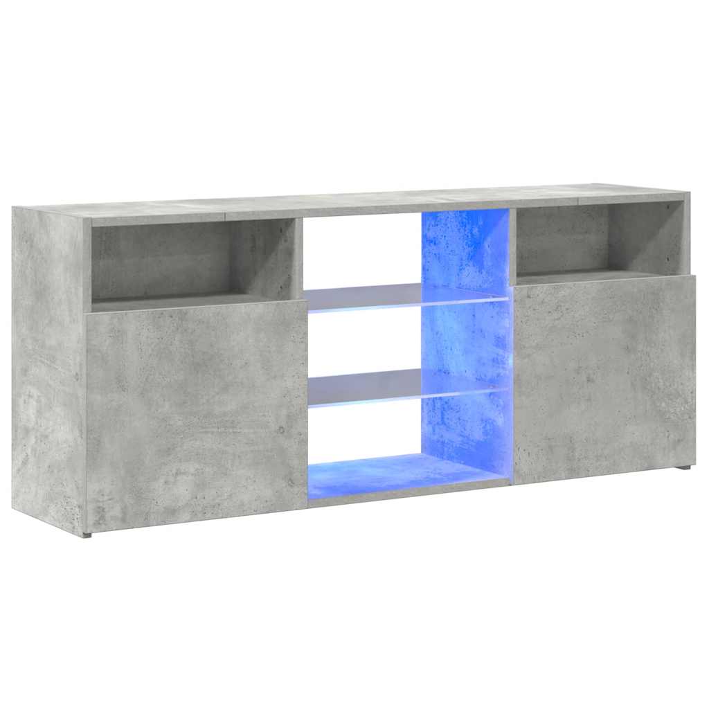 TV skapītis ar LED, betona pelēks, 120x30x50cm