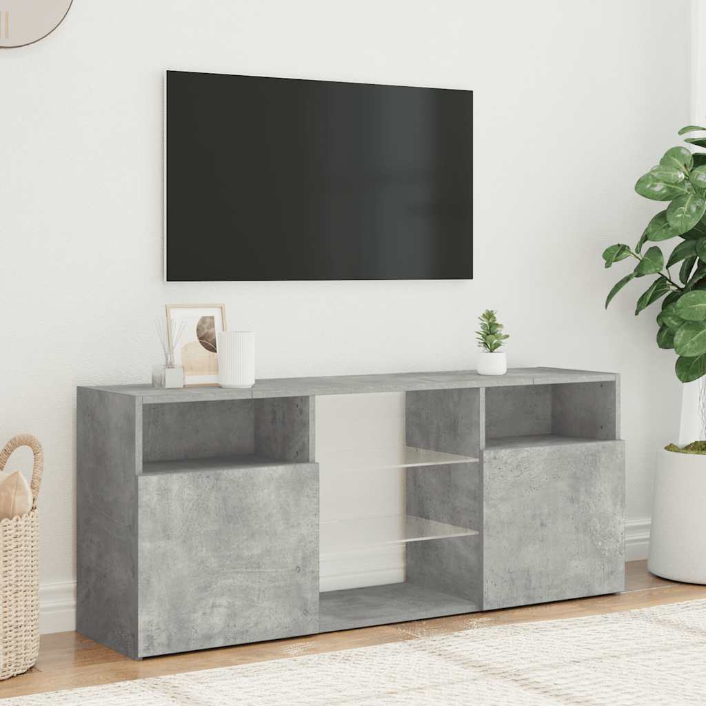 TV skapītis ar LED, betona pelēks, 120x30x50cm