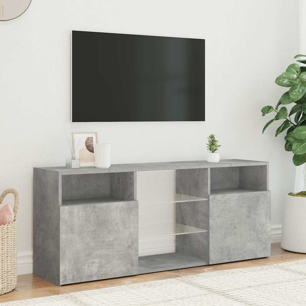 TV skapītis ar LED, betona pelēks, 120x30x50cm
