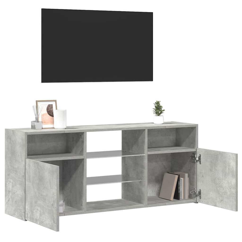 TV skapītis ar LED, betona pelēks, 120x30x50cm