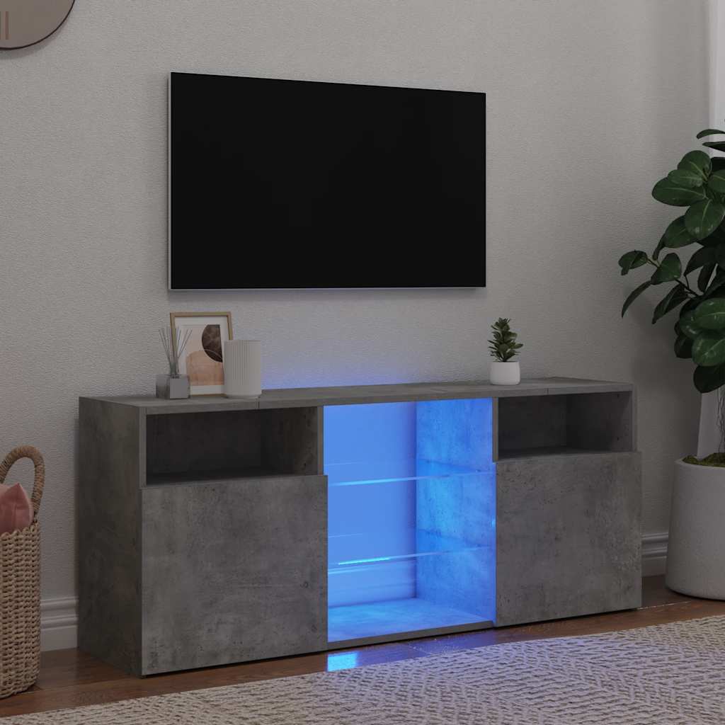 TV skapītis ar LED, betona pelēks, 120x30x50cm