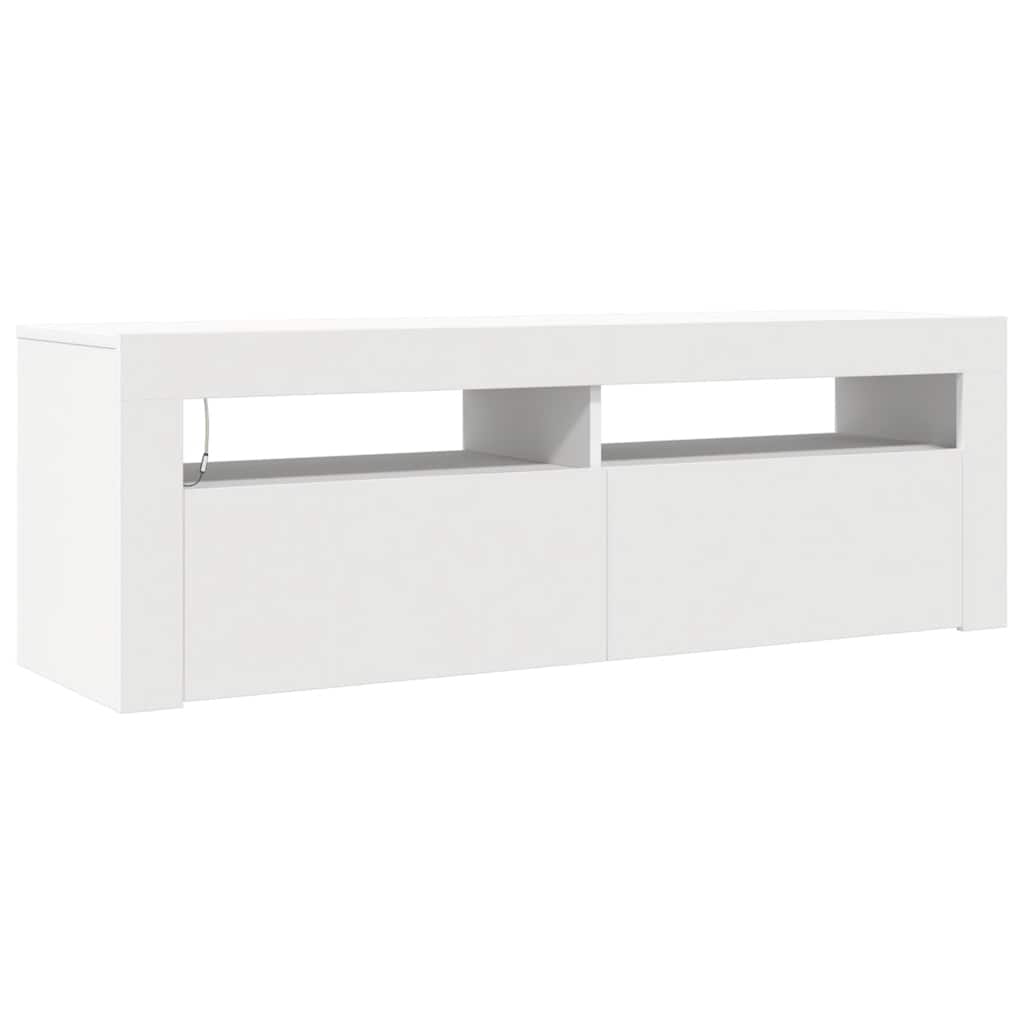 Televizoriaus spintelė su LED apšvietimu, balta, 120x35x40cm