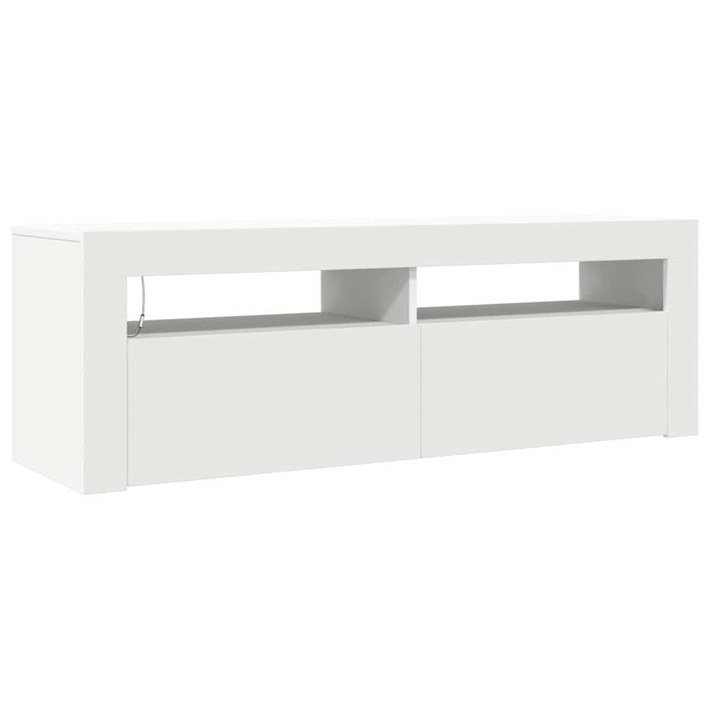 TV skapītis ar LED apgaismojumu, balts, 120x35x40cm