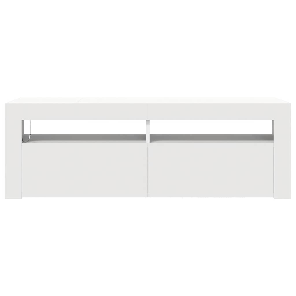 Televizoriaus spintelė su LED apšvietimu, balta, 120x35x40cm