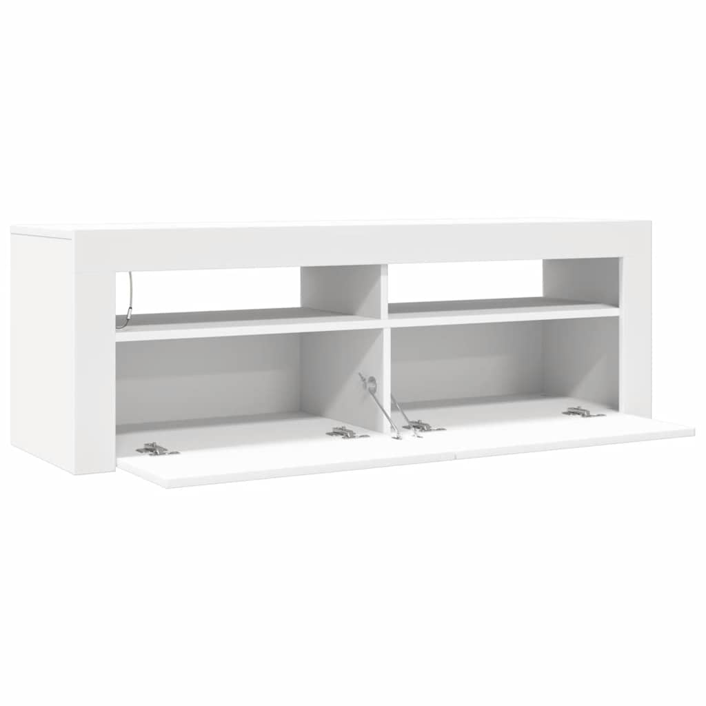 Televizoriaus spintelė su LED apšvietimu, balta, 120x35x40cm