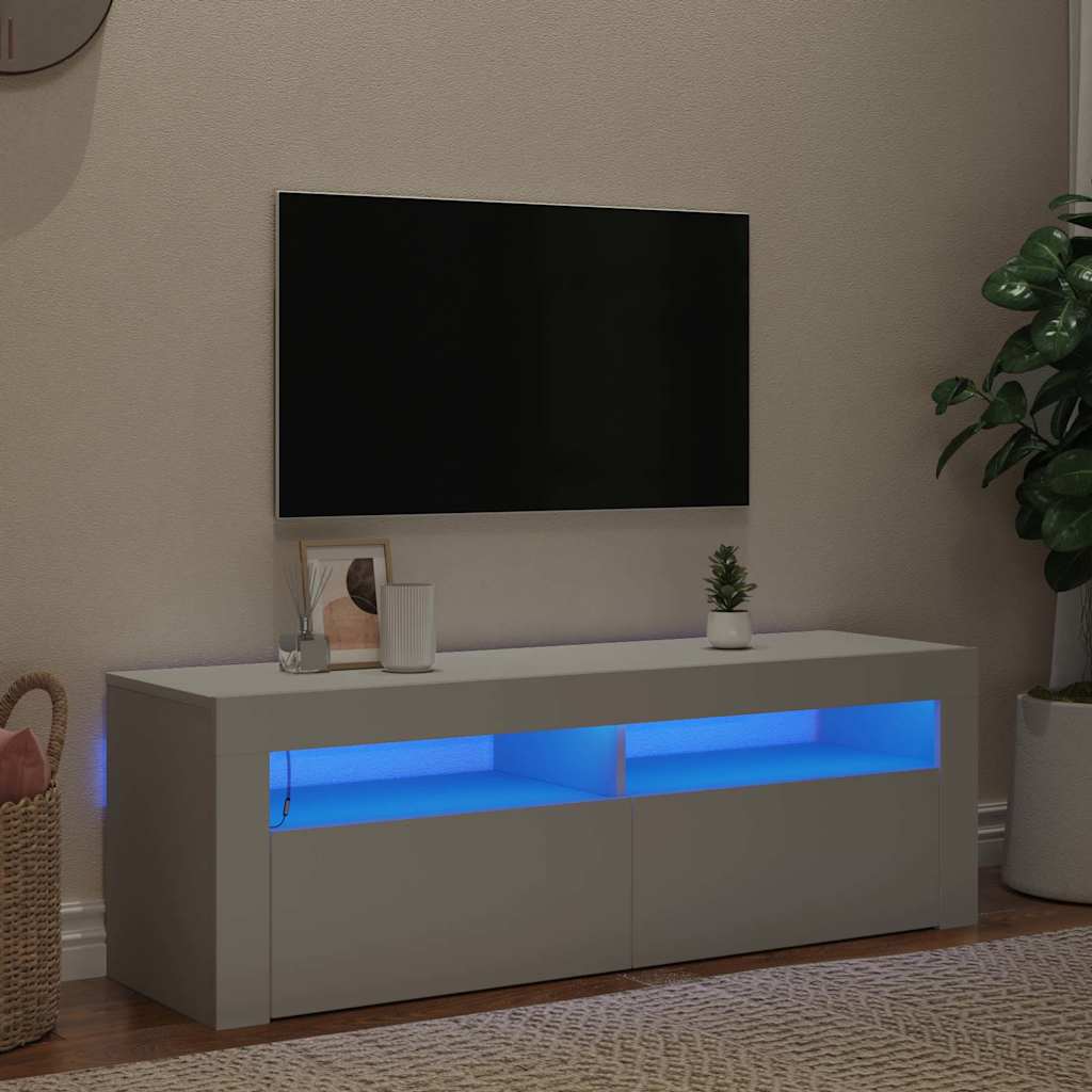 TV skapītis ar LED apgaismojumu, balts, 120x35x40cm