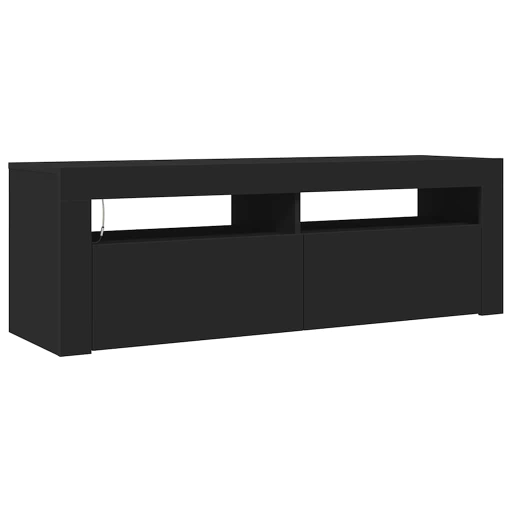 TV cabinet with LED lights, black, 120x35x40cm