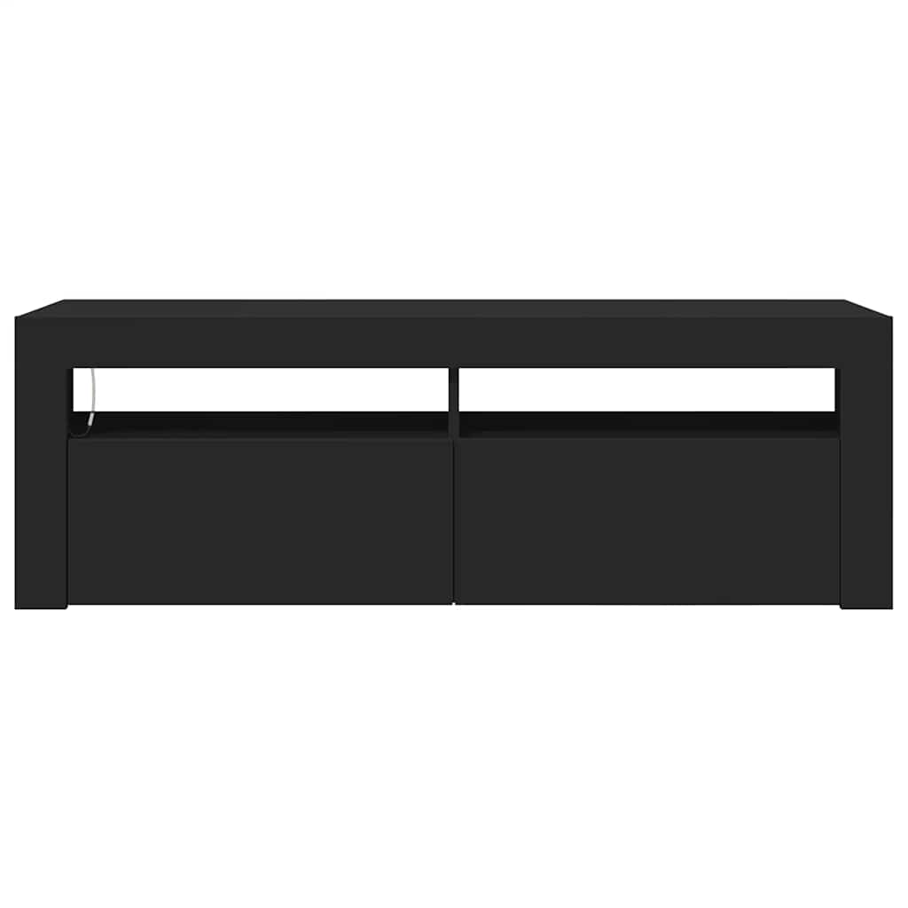 TV cabinet with LED lights, black, 120x35x40cm