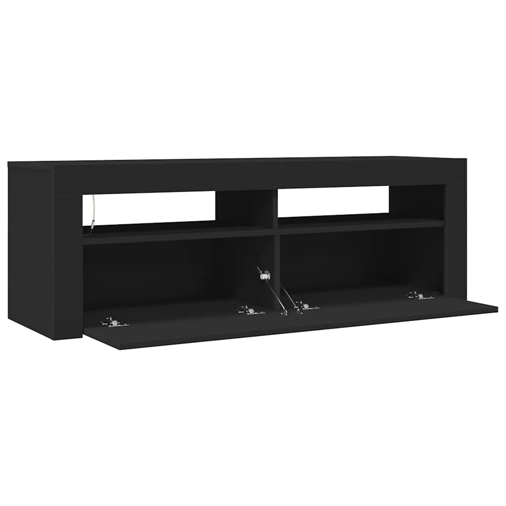 TV cabinet with LED lights, black, 120x35x40cm