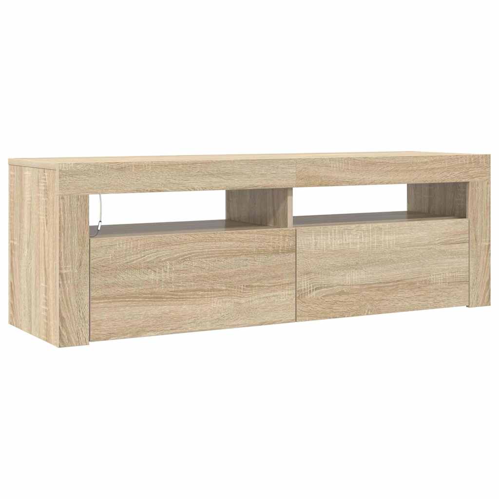 TV cabinet with LED lighting, oak, 120x35x40cm