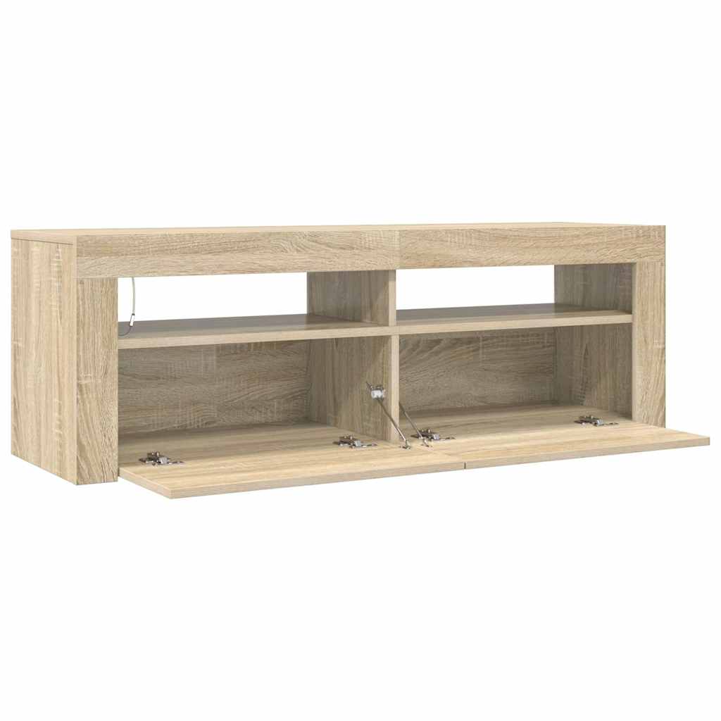 TV cabinet with LED lighting, oak, 120x35x40cm