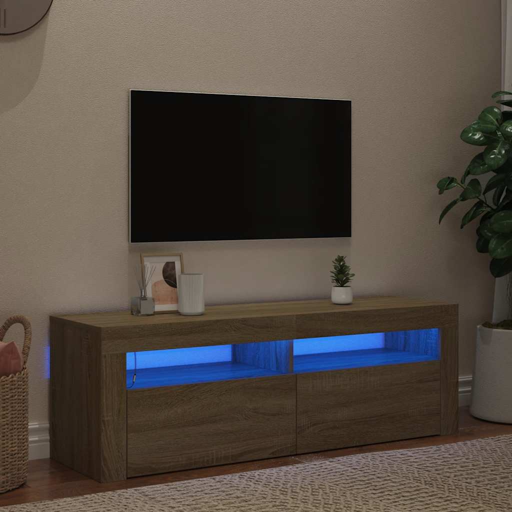 Televizoriaus spintelė su LED apšvietimu, ąžuolo, 120x35x40cm