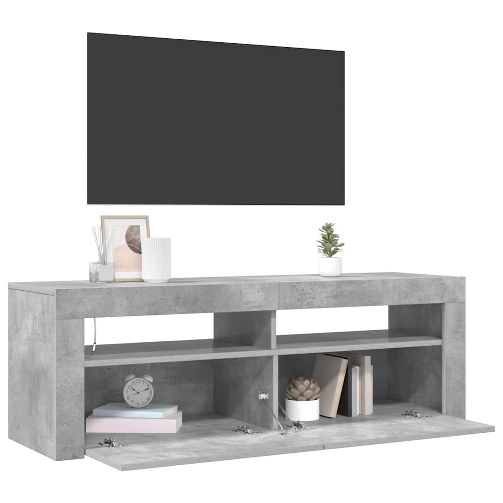TV cabinet with LED lights, concrete grey, 120x35x40 cm