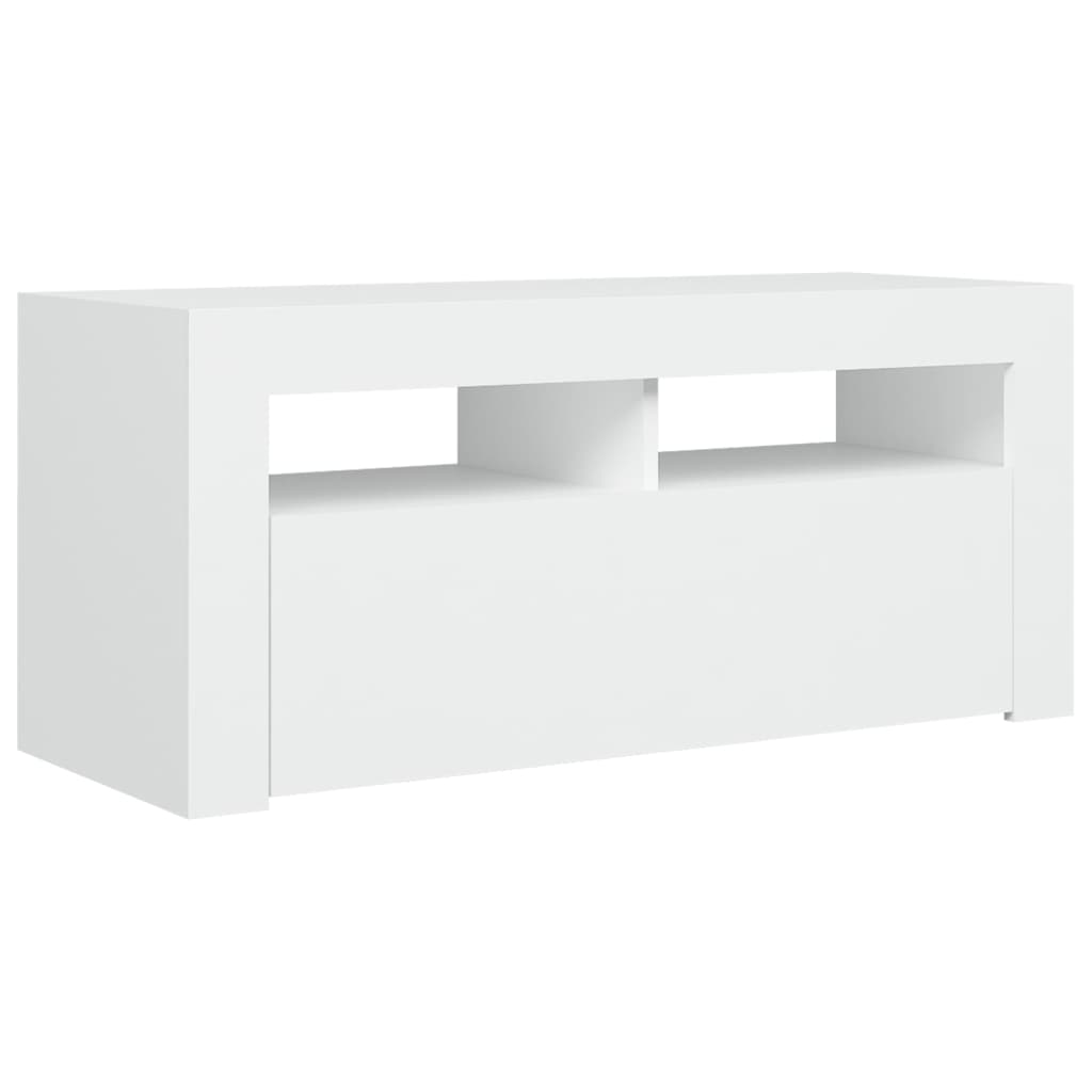 TV skapītis ar LED apgaismojumu, balts, 90x35x40cm