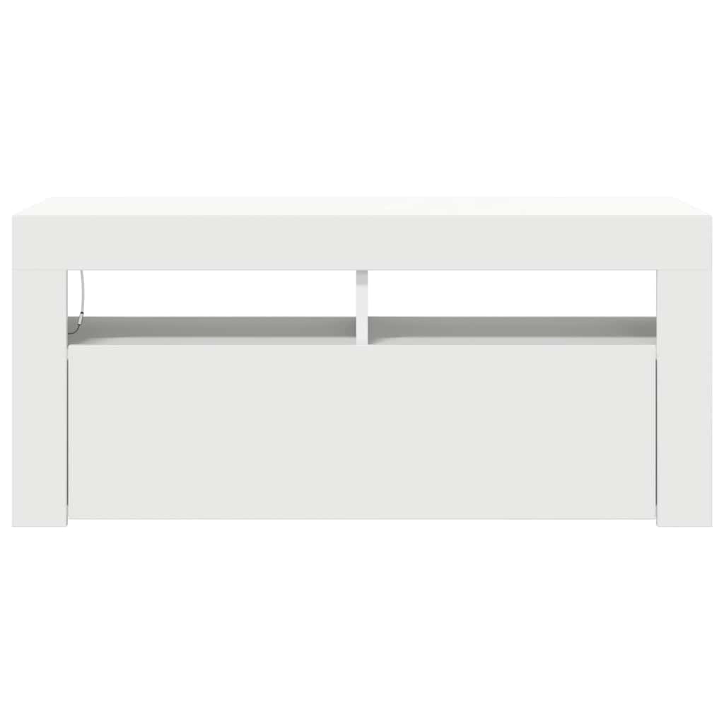 TV skapītis ar LED apgaismojumu, balts, 90x35x40cm