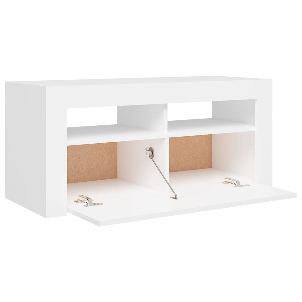 TV skapītis ar LED apgaismojumu, balts, 90x35x40cm